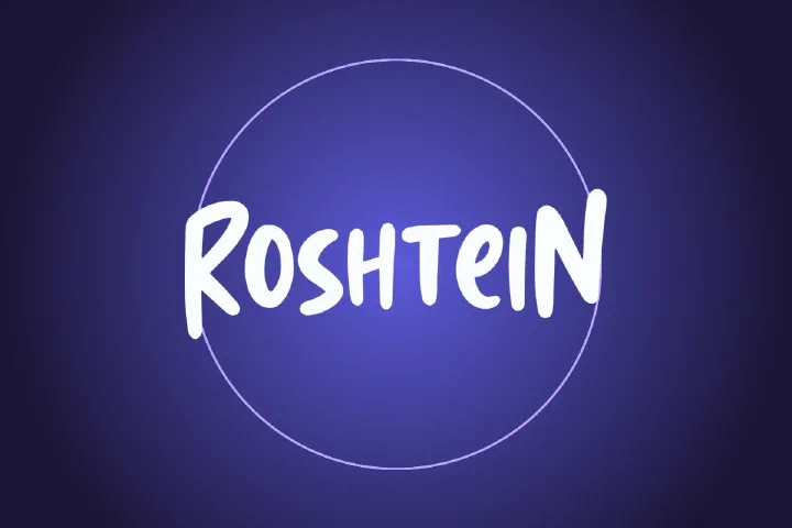 The ROSHTEIN wordmark inside a circle on a violet background
