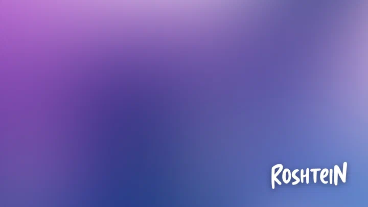 The ROSHTEIN wordmark in the corner of a violet gradient